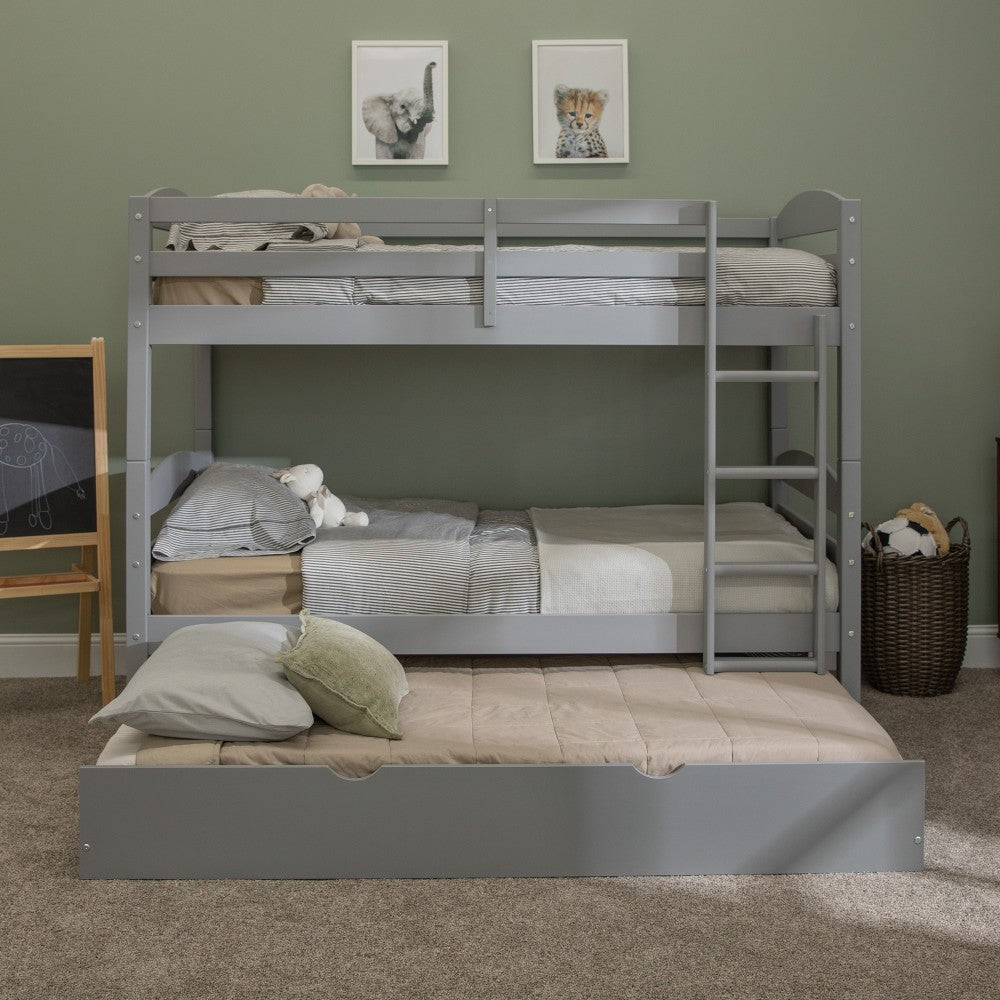 Solid Wood Twin over Twin Bunk Bed and Storage/Trundle Bed - Gray