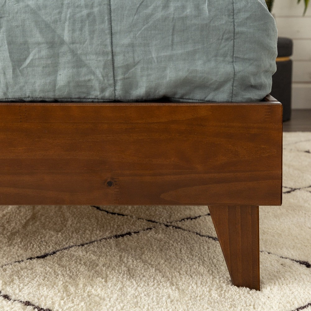 Solid Wood Twin Platform Bed - Walnut
