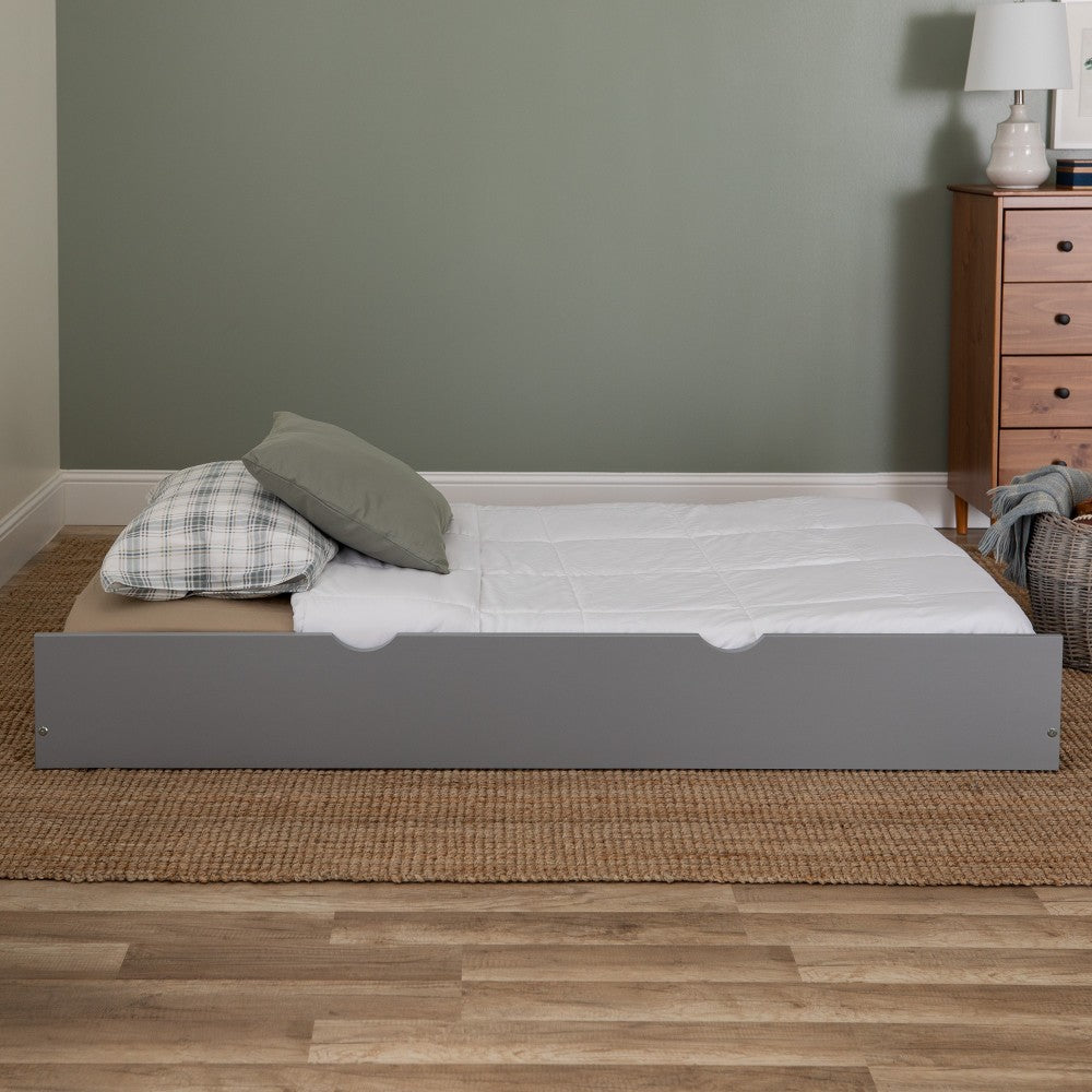 Solid Wood Twin Trundle Bed - Gray