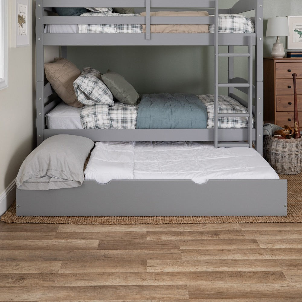 Solid Wood Twin Trundle Bed - Gray
