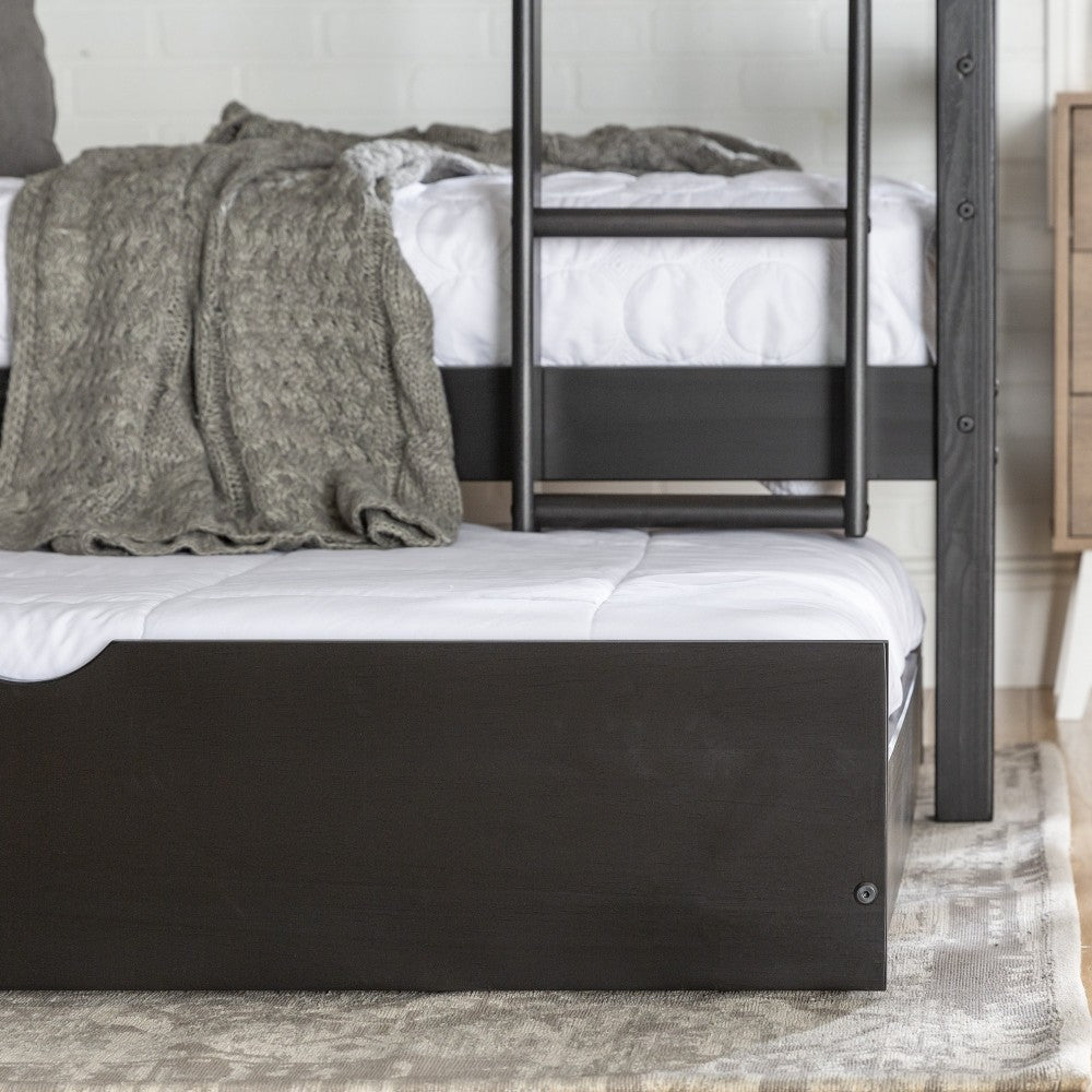 Solid Wood Twin Trundle Bed - Black