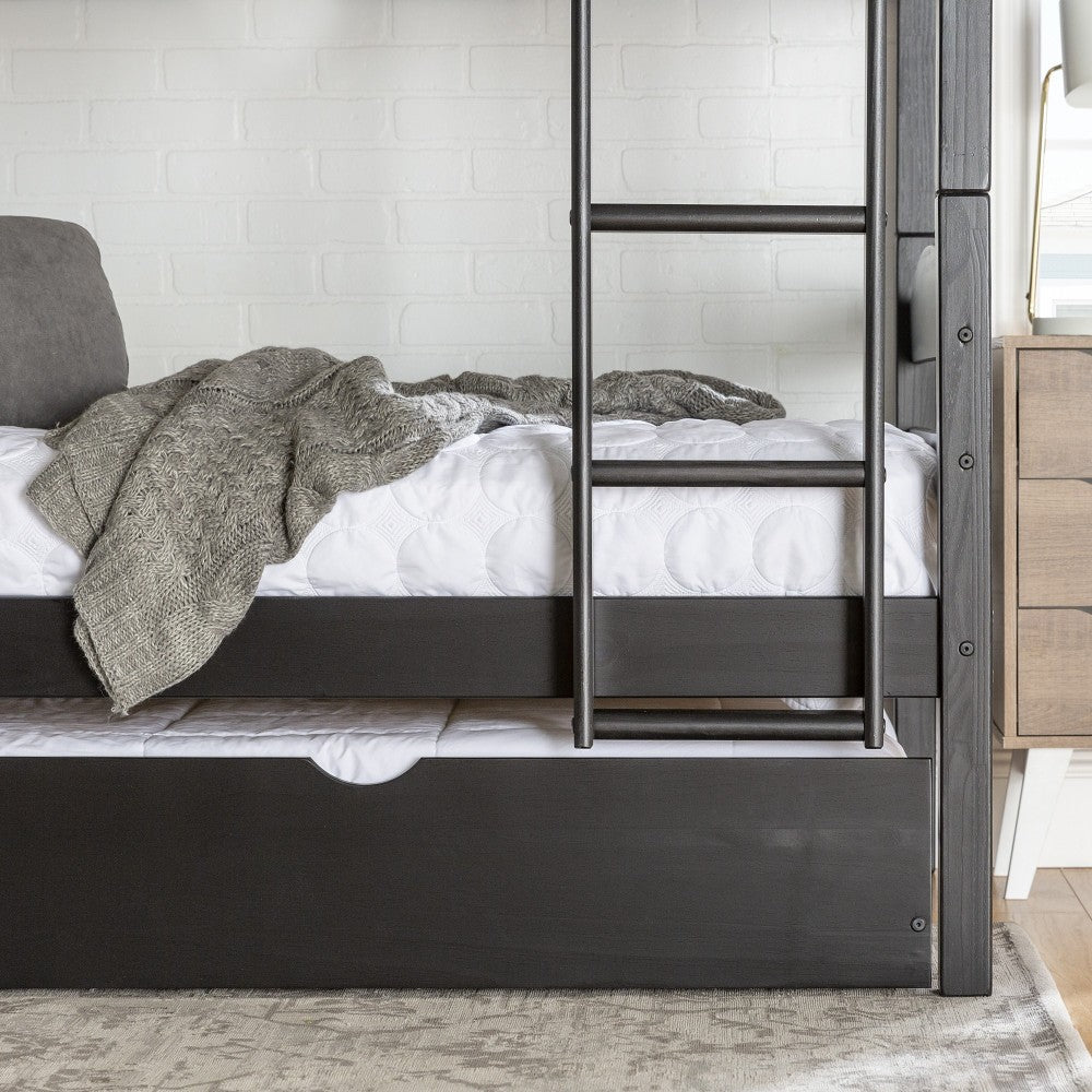 Solid Wood Twin Trundle Bed - Black