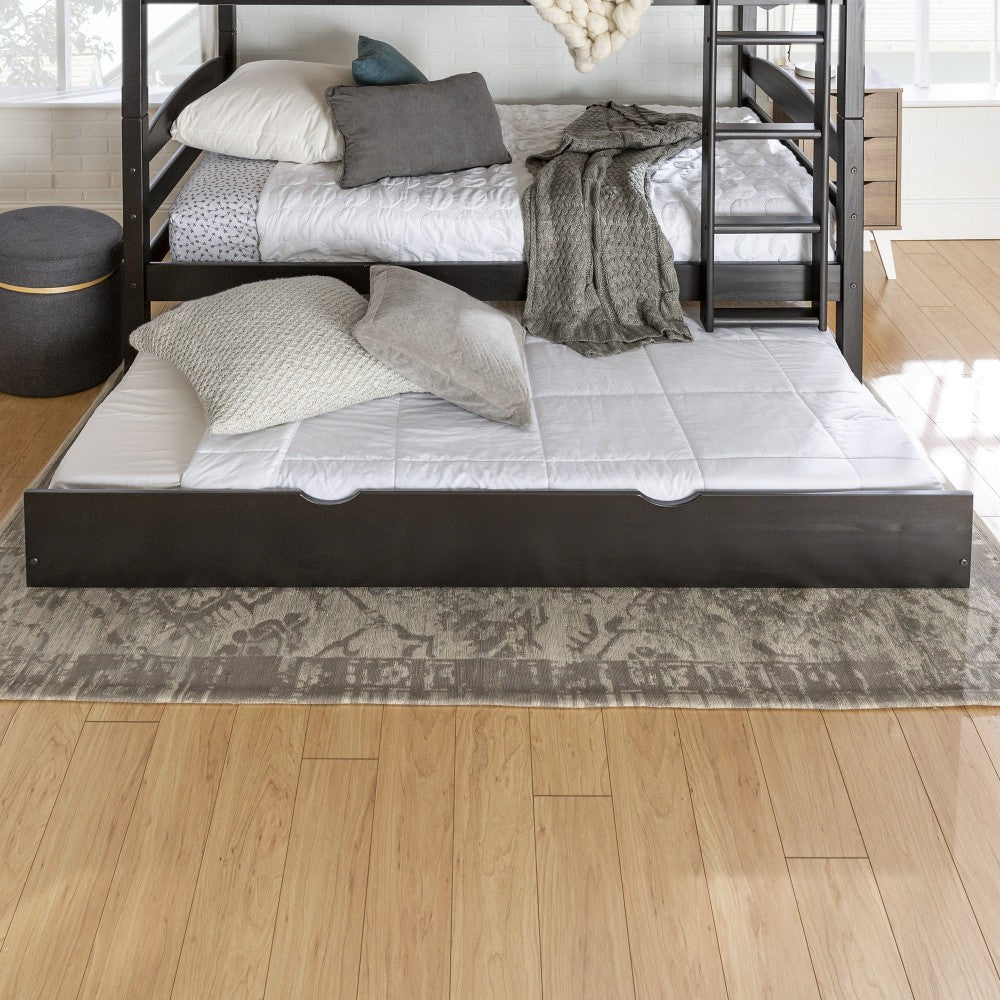 Solid Wood Twin Trundle Bed - Black