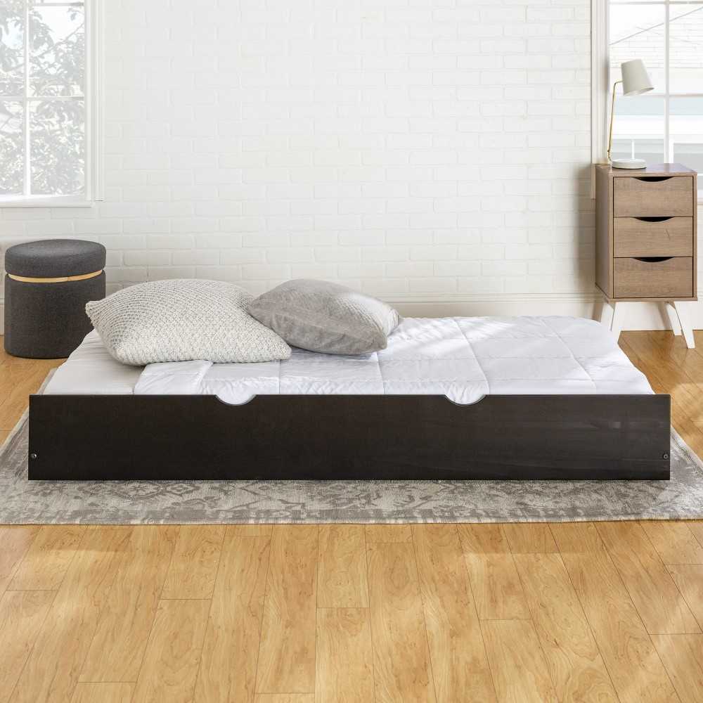 Solid Wood Twin Trundle Bed - Black