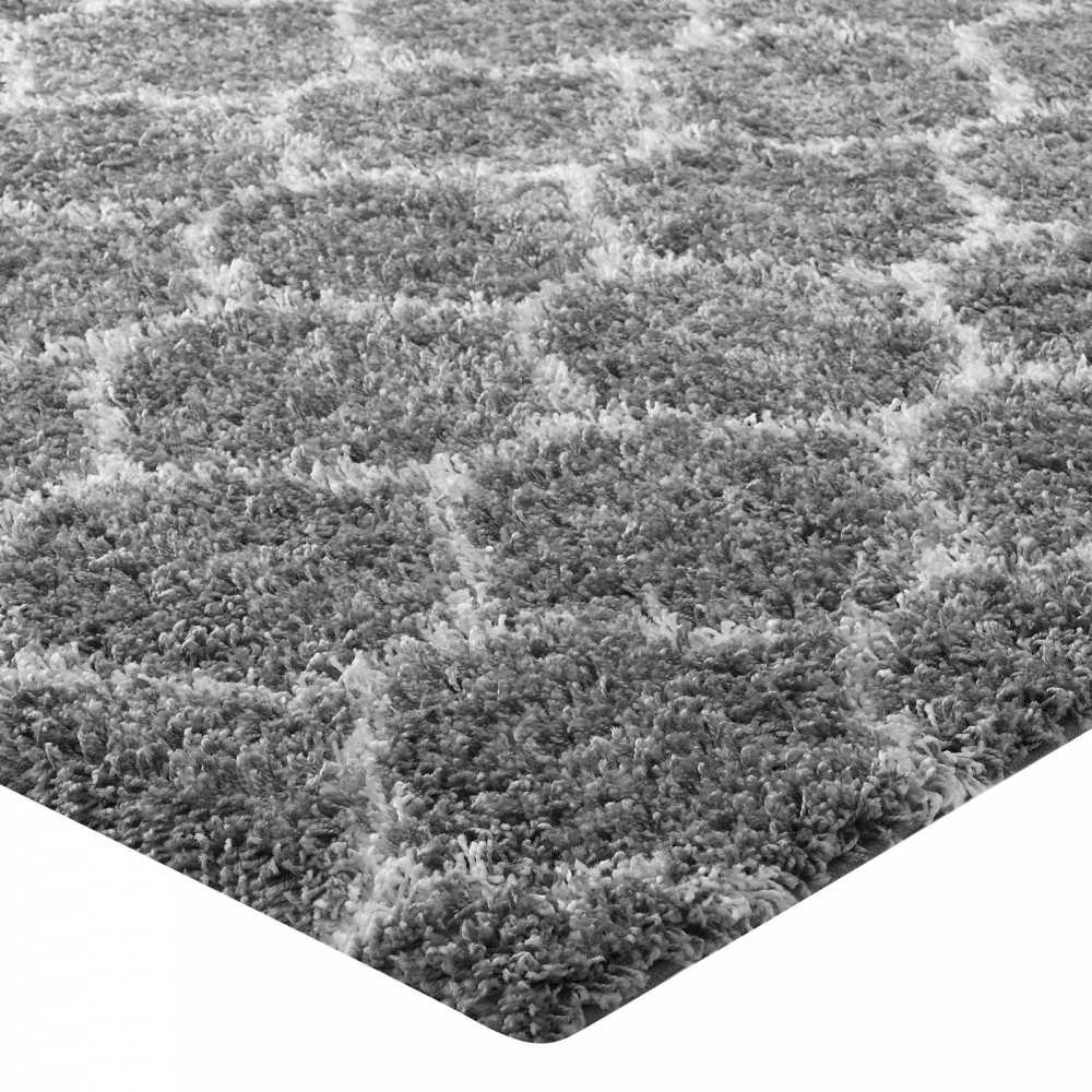 Solvea Moroccan Trellis 5x8 Shag Area Rug, Gray and Ivory
