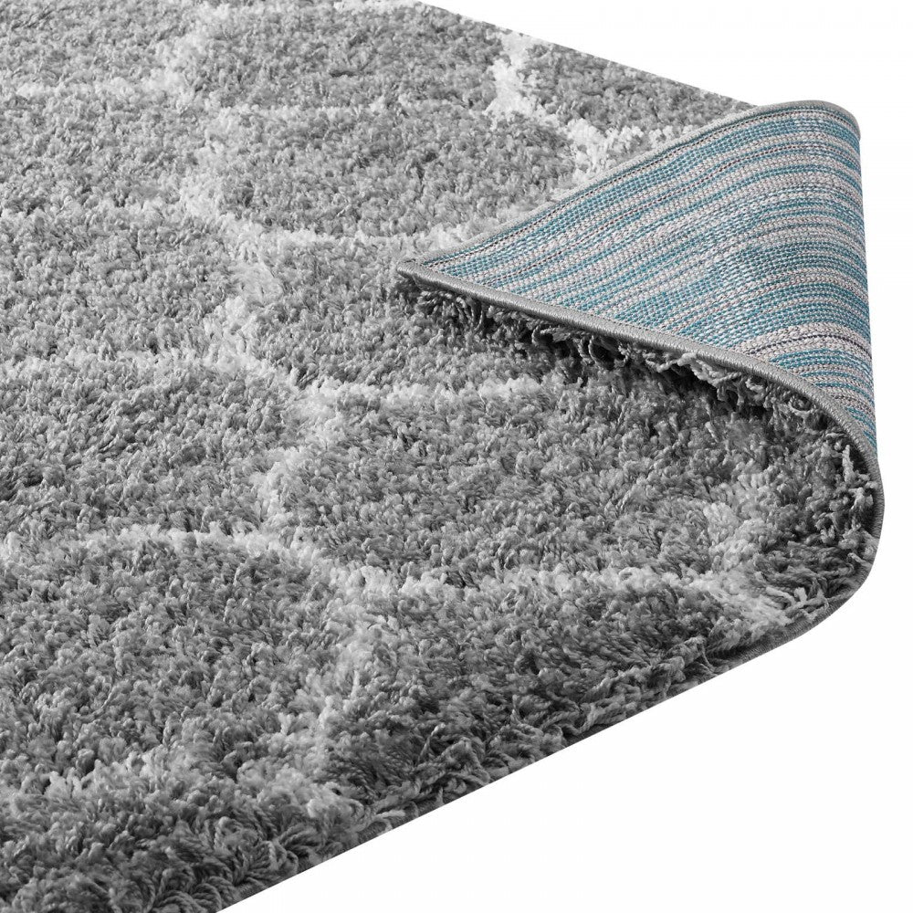 Solvea Moroccan Trellis 5x8 Shag Area Rug, Gray and Ivory