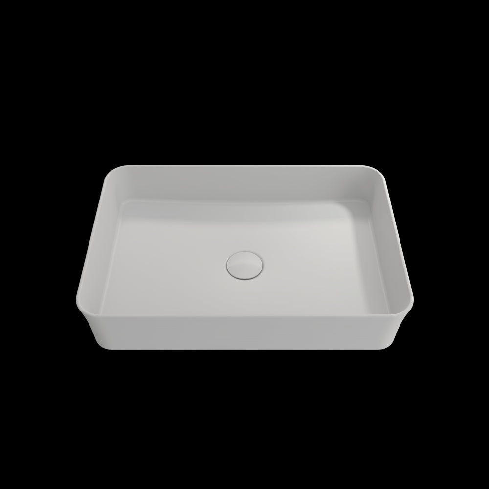 Sottile Rectangle Vessel Fireclay 21.5 in. with Drain Cover in Matte White