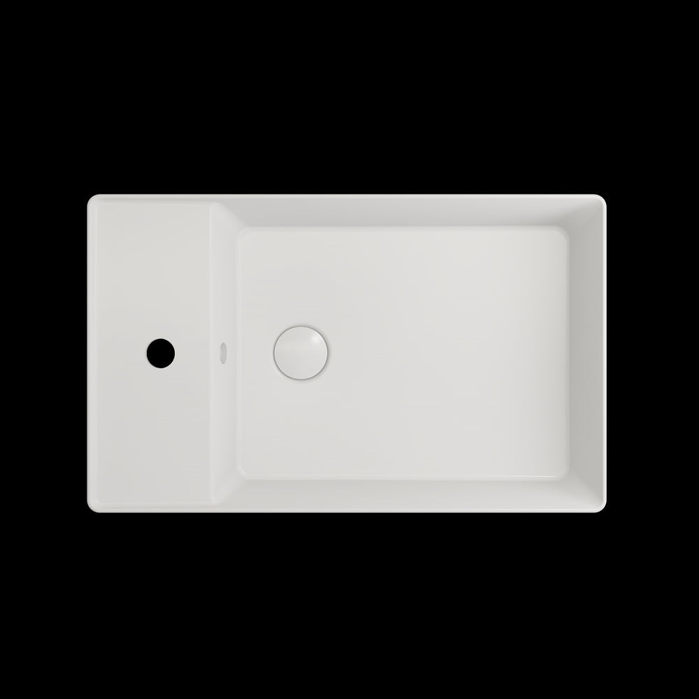 Sottile Rectangle Vessel Fireclay 23.5 in. 1-Hole Faucet Deck in Matte White