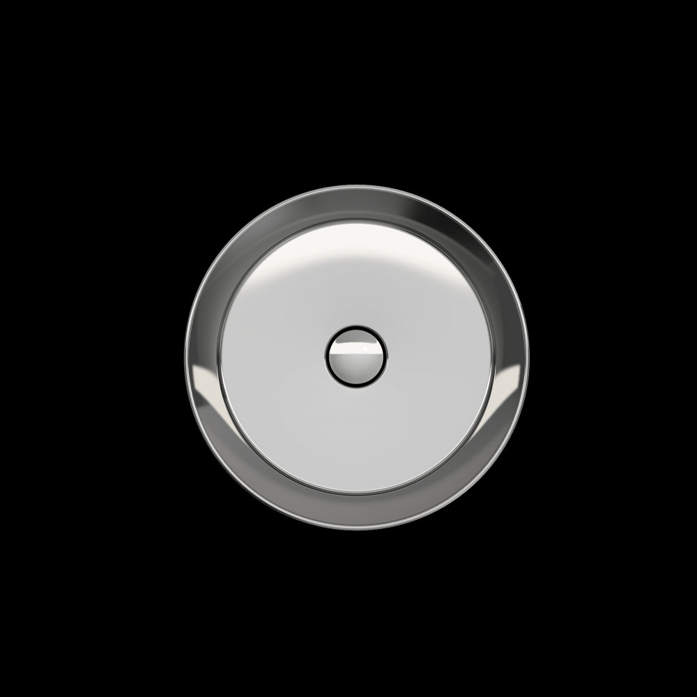 Sottile Round Vessel Fireclay 15 in. with Matching Drain Cover in Platinum