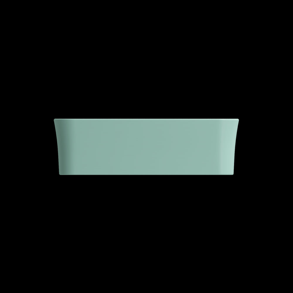 Sottile Square Vessel Fireclay 15.25 in. with Drain Cover in Matte Mint Green