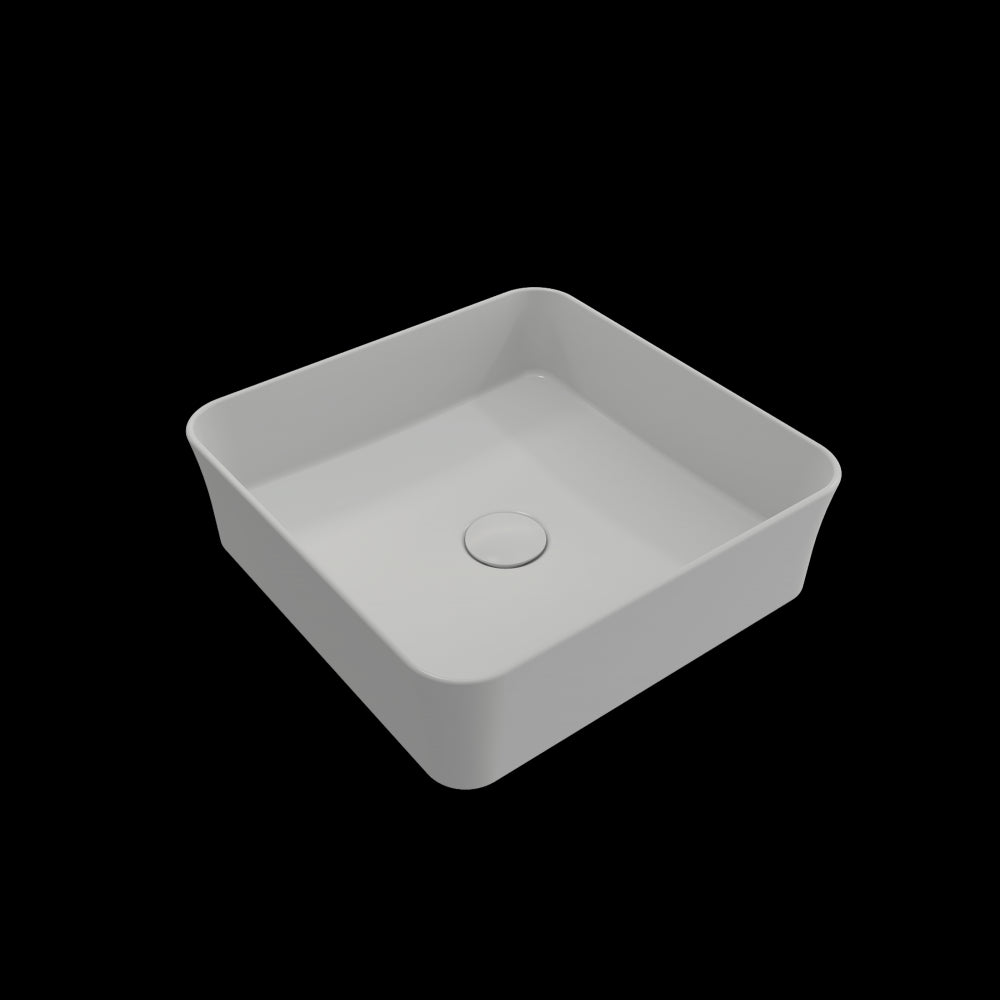 Sottile Square Vessel Fireclay 15.25 in with Matching Drain Cover in Matte White