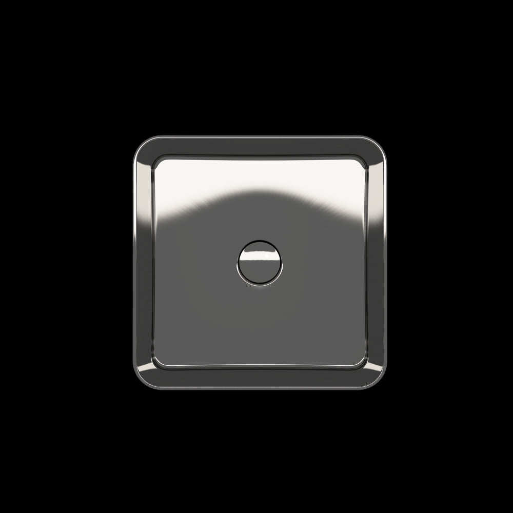 Sottile Square Vessel Fireclay 15.25 in. with Matching Drain Cover in Platinum