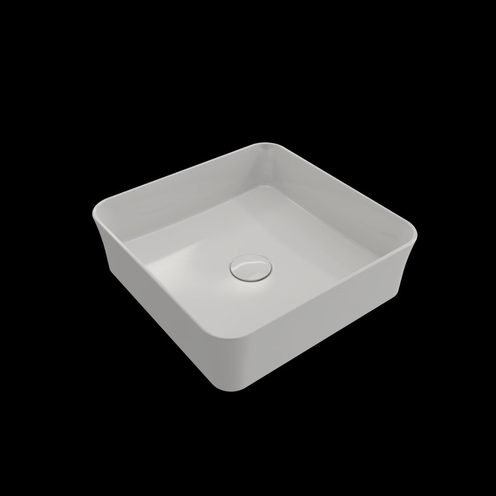 Sottile Square Vessel Fireclay 15.25 in. with Matching Drain Cover in White
