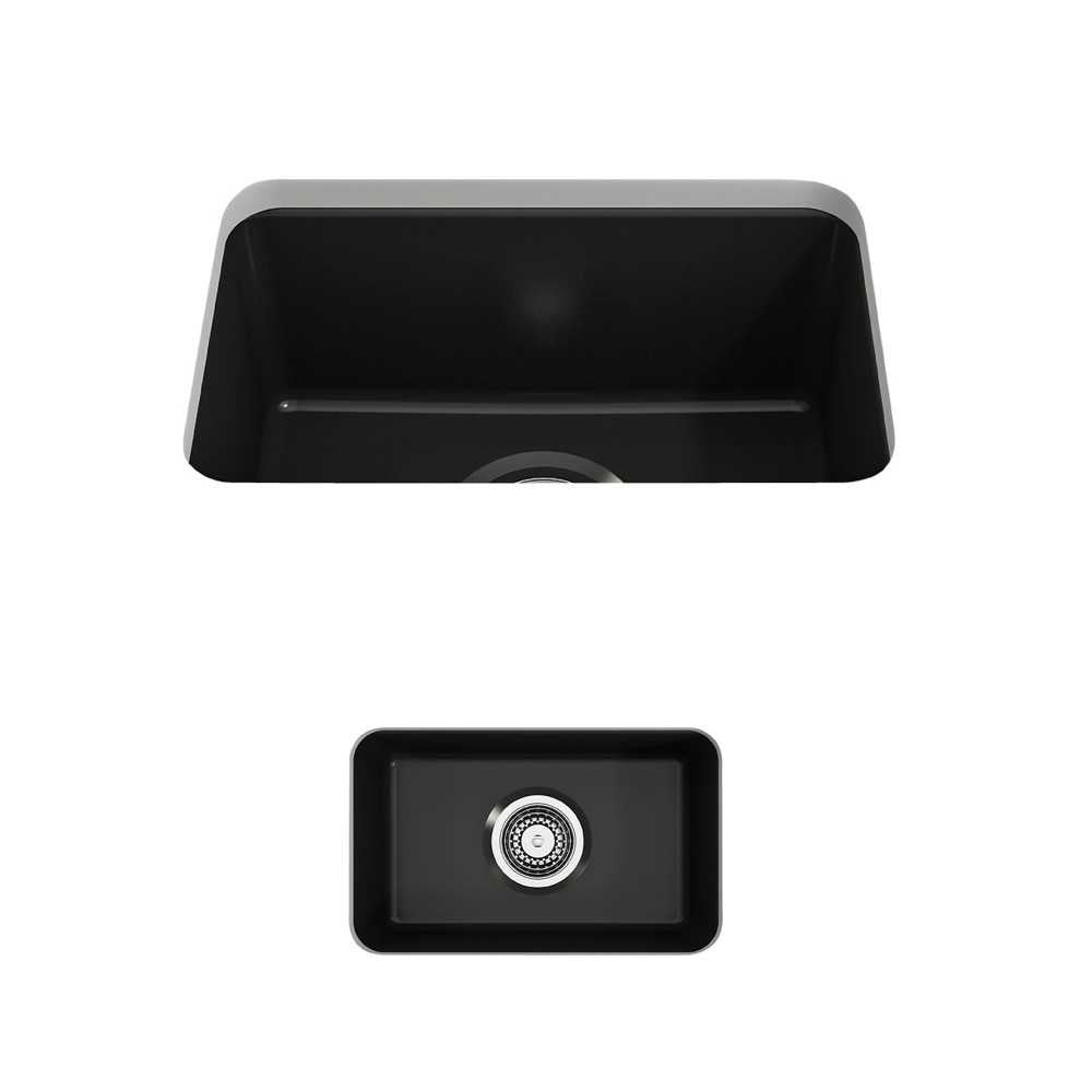 Sotto Dual Mount Fireclay 12 in. Single Bowl Bar Sink with Strainer in Matte Black
