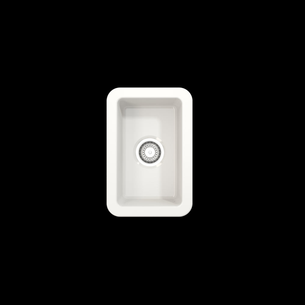 Sotto Dual Mount Fireclay 12 in. Single Bowl Bar Sink with Strainer in White