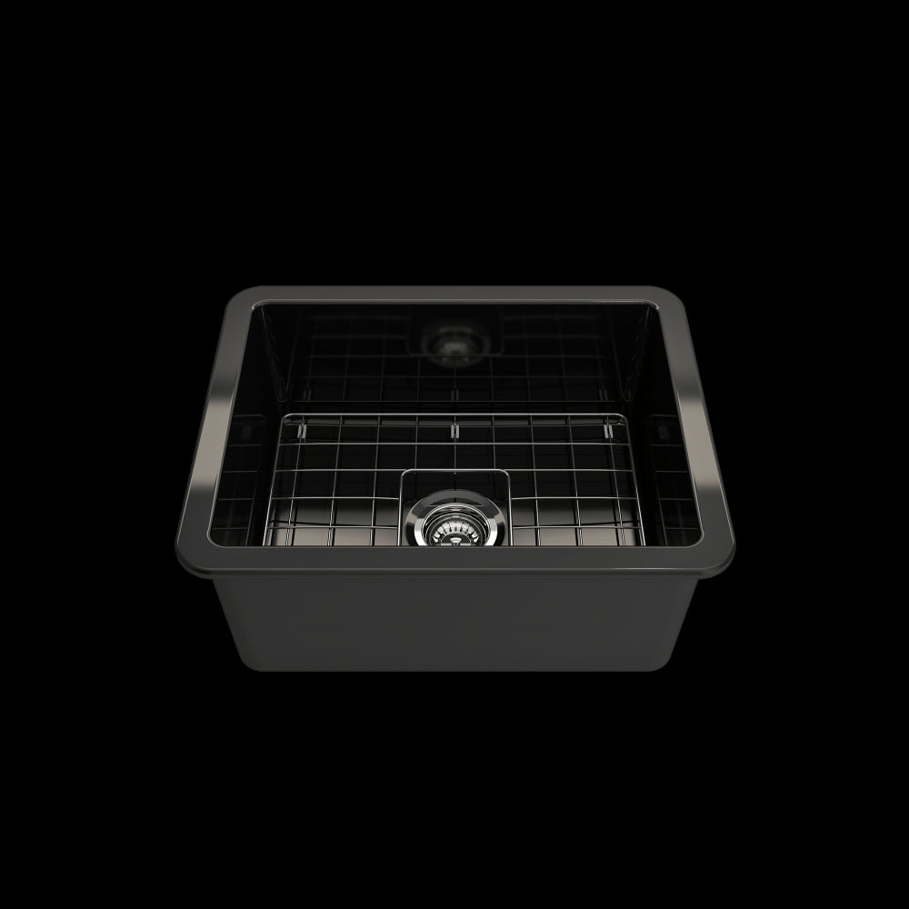 Sotto Dual-Mount Fireclay 24 in. Single Bowl Kitchen Sink in Black
