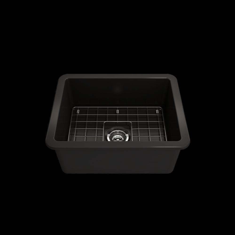 Sotto Dual-Mount Fireclay 24 in. Single Bowl Kitchen Sink in Matte Black