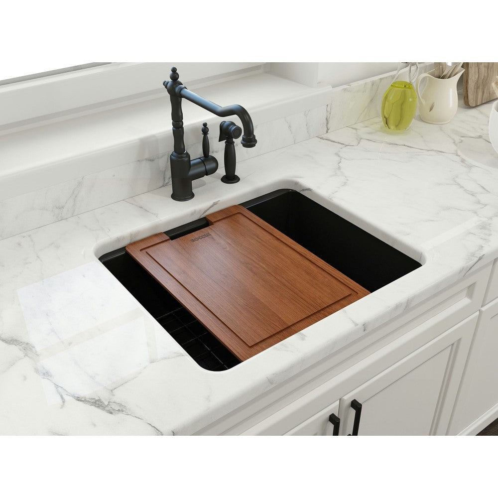 Sotto Dual-Mount Fireclay 24 in. Single Bowl Kitchen Sink in Matte Black