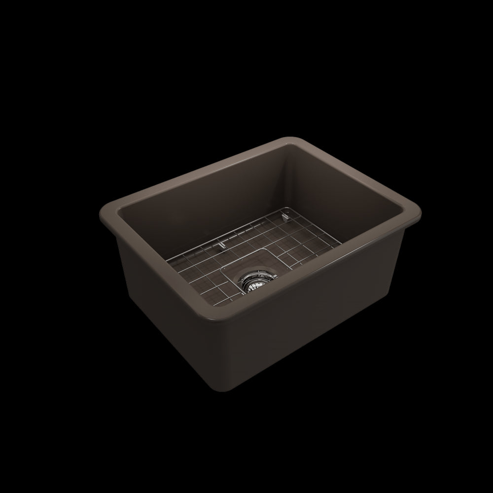 Sotto Dual-Mount Fireclay 24 in. Single Bowl Kitchen Sink in Matte Brown