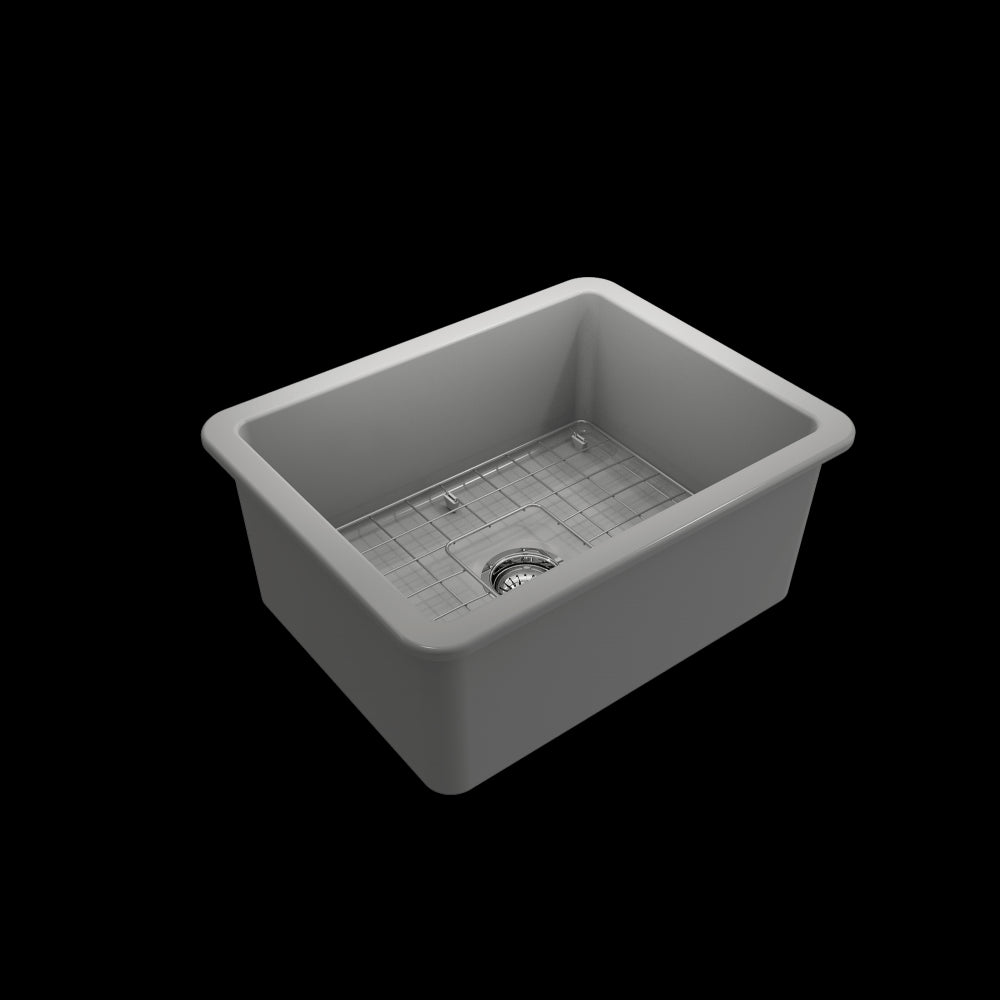 Sotto Dual-Mount Fireclay 24 in. Single Bowl Kitchen Sink in Matte Gray