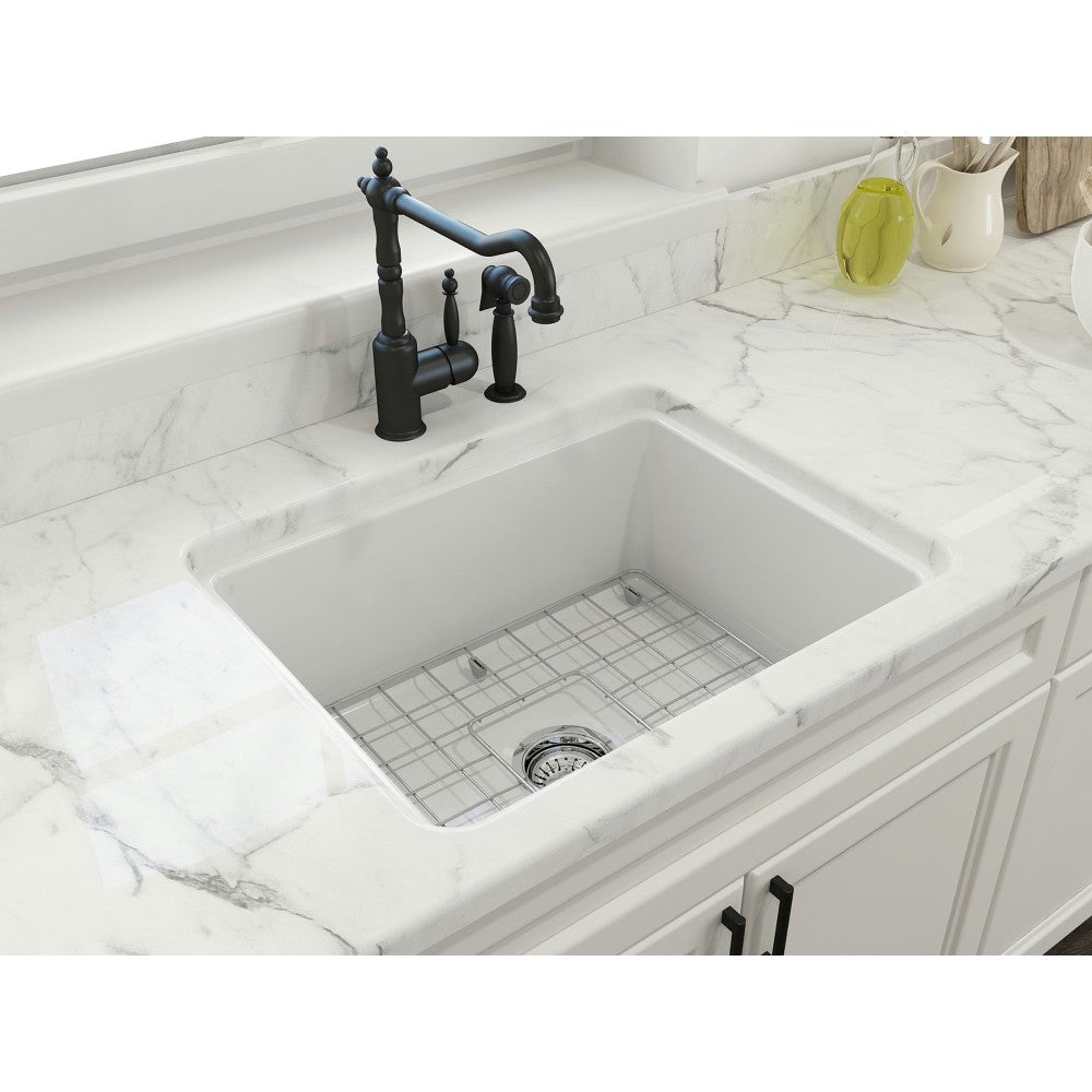 Sotto Dual-Mount Fireclay 24 in. Single Bowl Kitchen Sink in Matte White