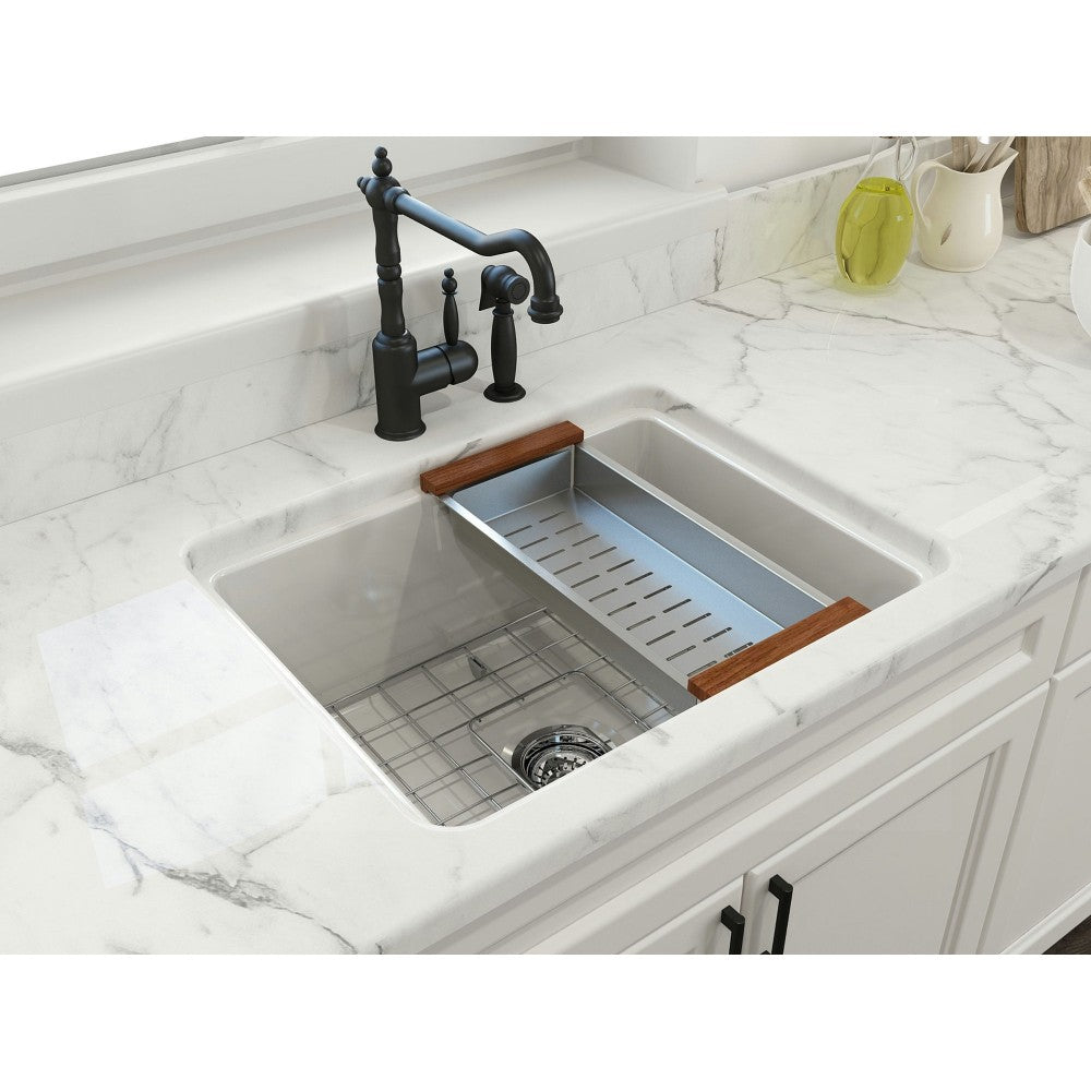 Sotto Dual-Mount Fireclay 24 in. Single Bowl Kitchen Sink in White