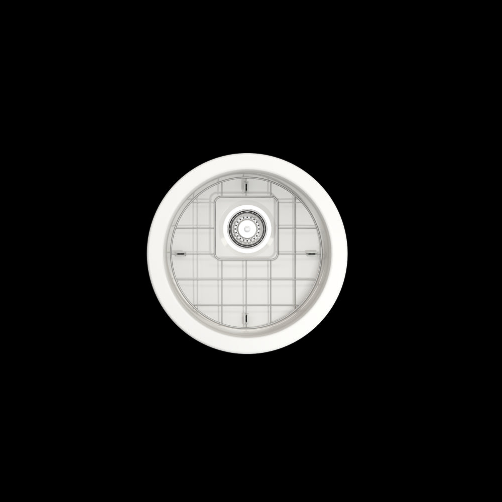 Sotto Round Dual Mount Fireclay 18.5 in. Single Bowl Bar Sink with Protective Bottom Grid and Strainer in White