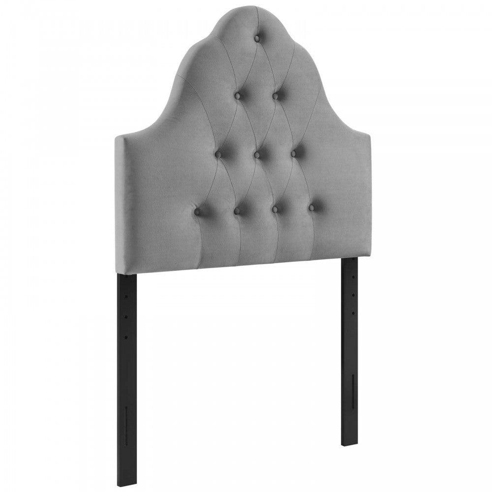 Sovereign Twin Diamond Tufted Performance Velvet Headboard, Gray