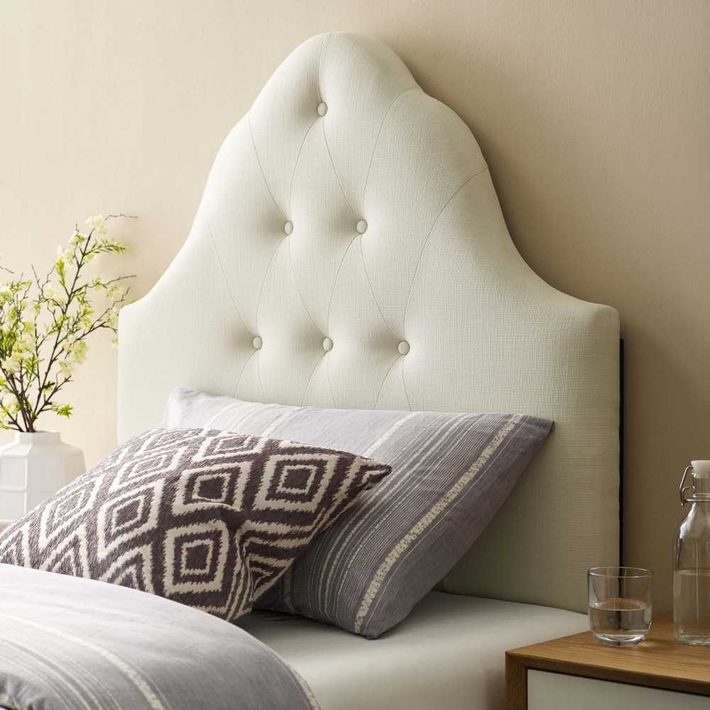 Sovereign Twin Upholstered Fabric Headboard, Ivory