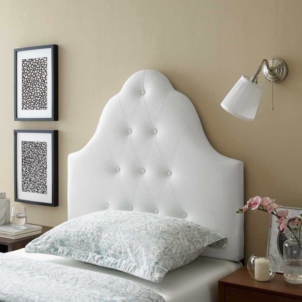 Sovereign Twin Upholstered Vinyl Headboard, White