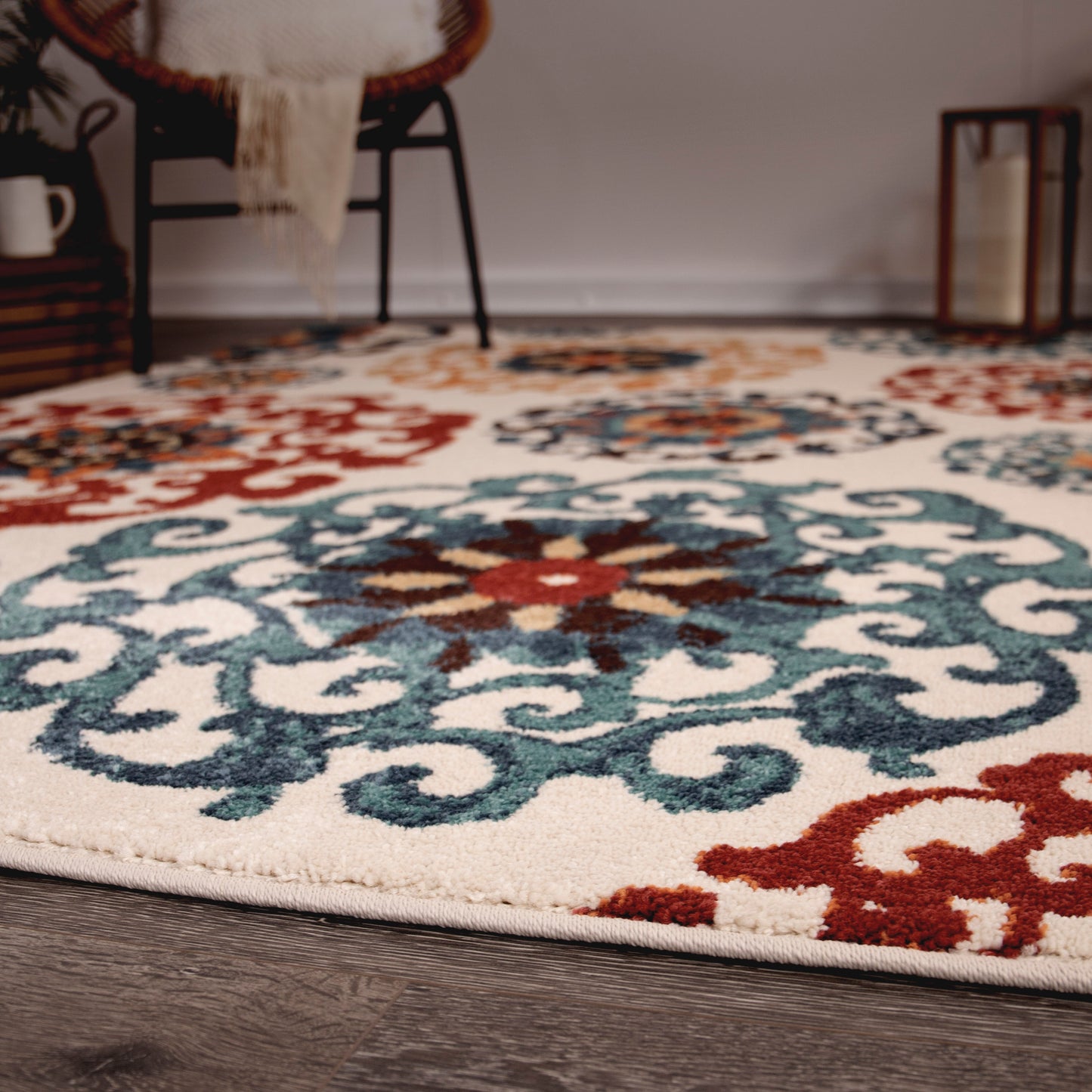 Orian Essential Courtyard Suzani Cream 79"X120"