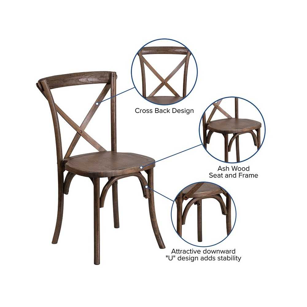 Stackable Early American Wood Cross Back Chair