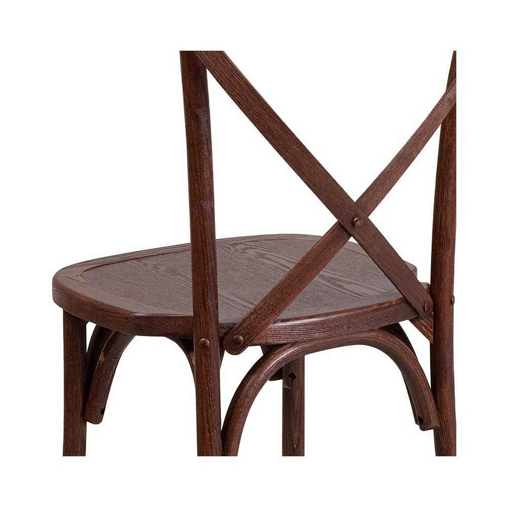 Stackable Mahogany Wood Cross Back Chair