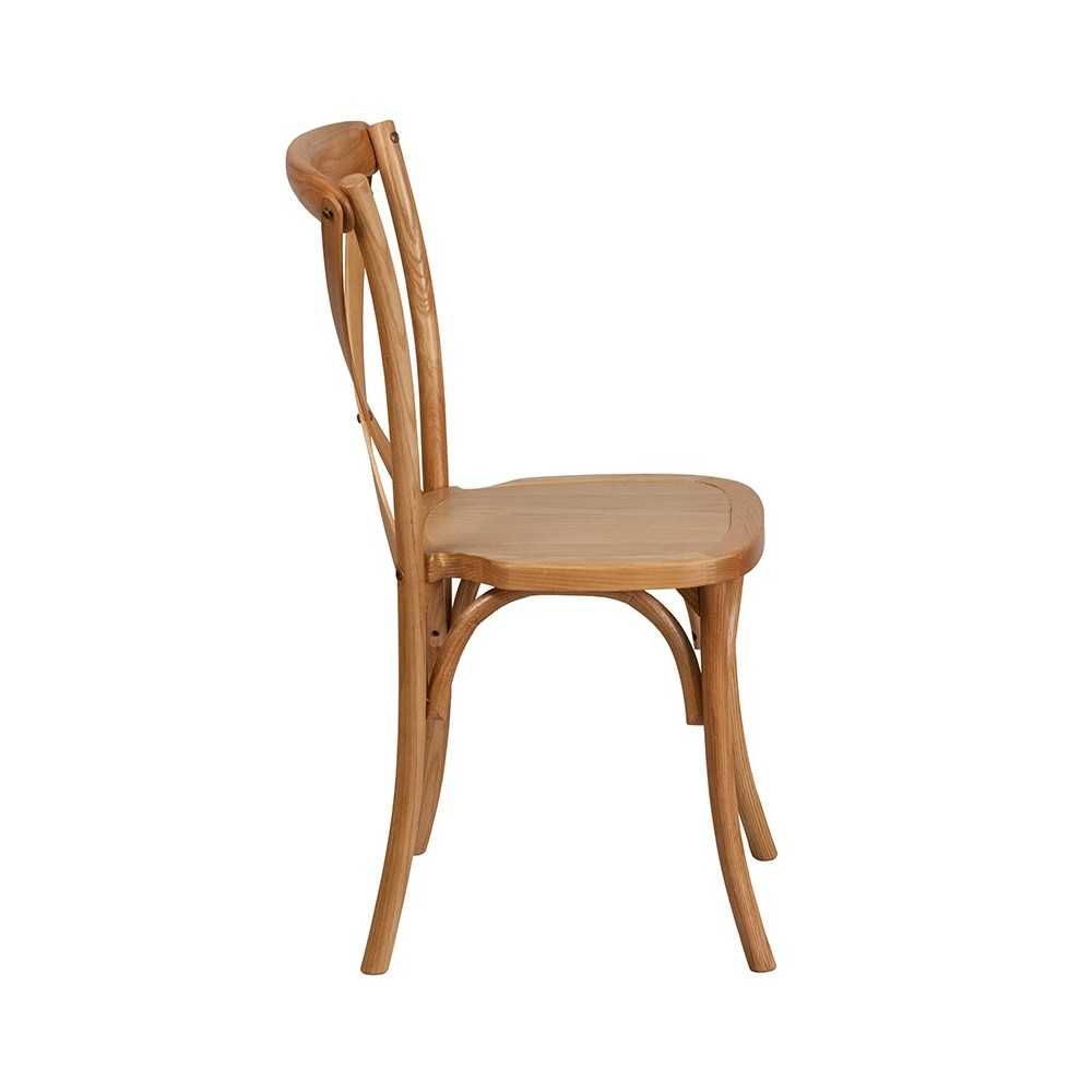 Stackable Oak Wood Cross Back Chair