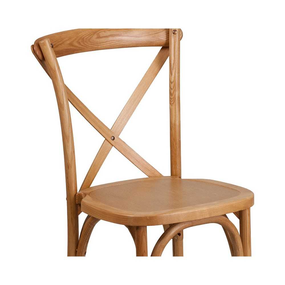 Stackable Oak Wood Cross Back Chair