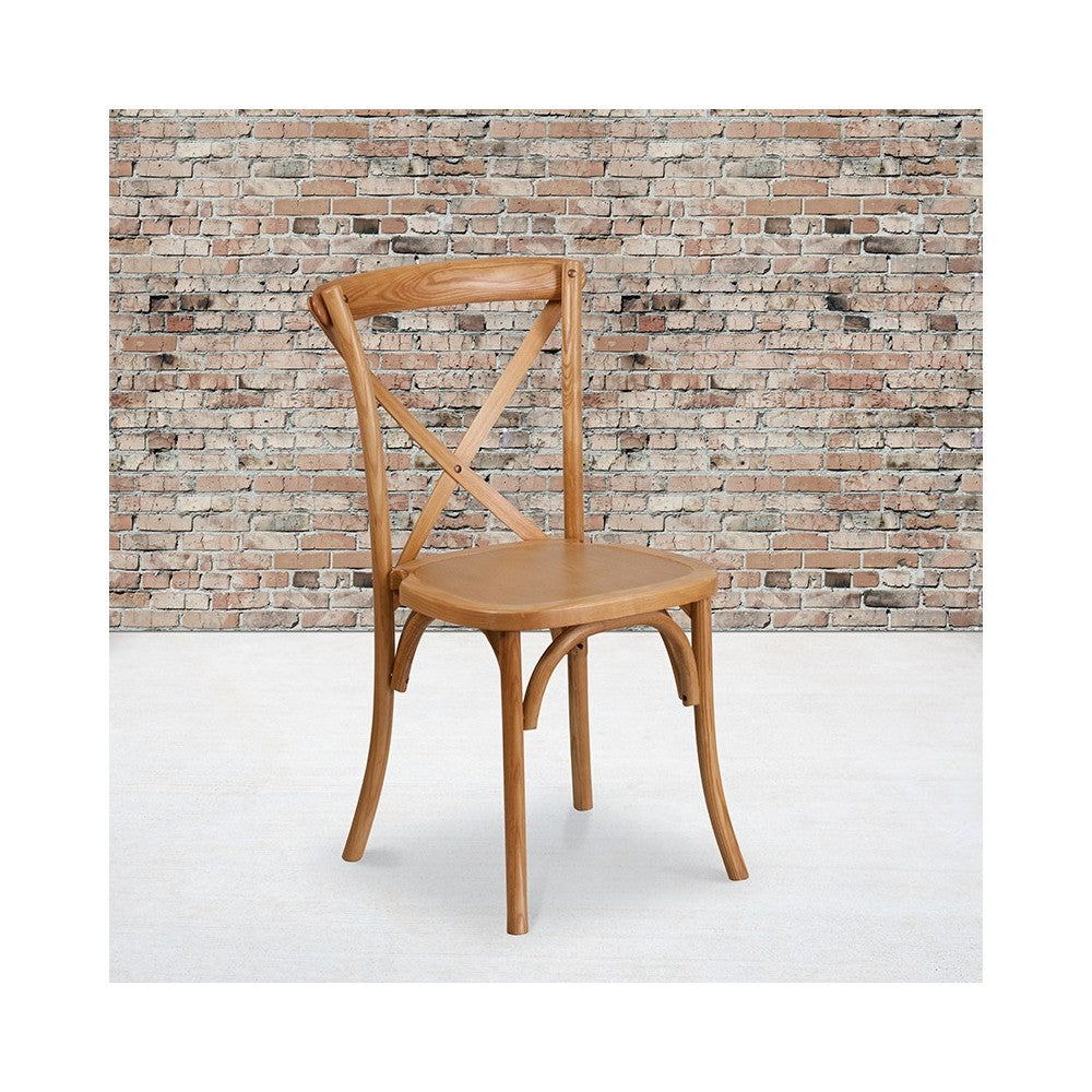 Stackable Oak Wood Cross Back Chair