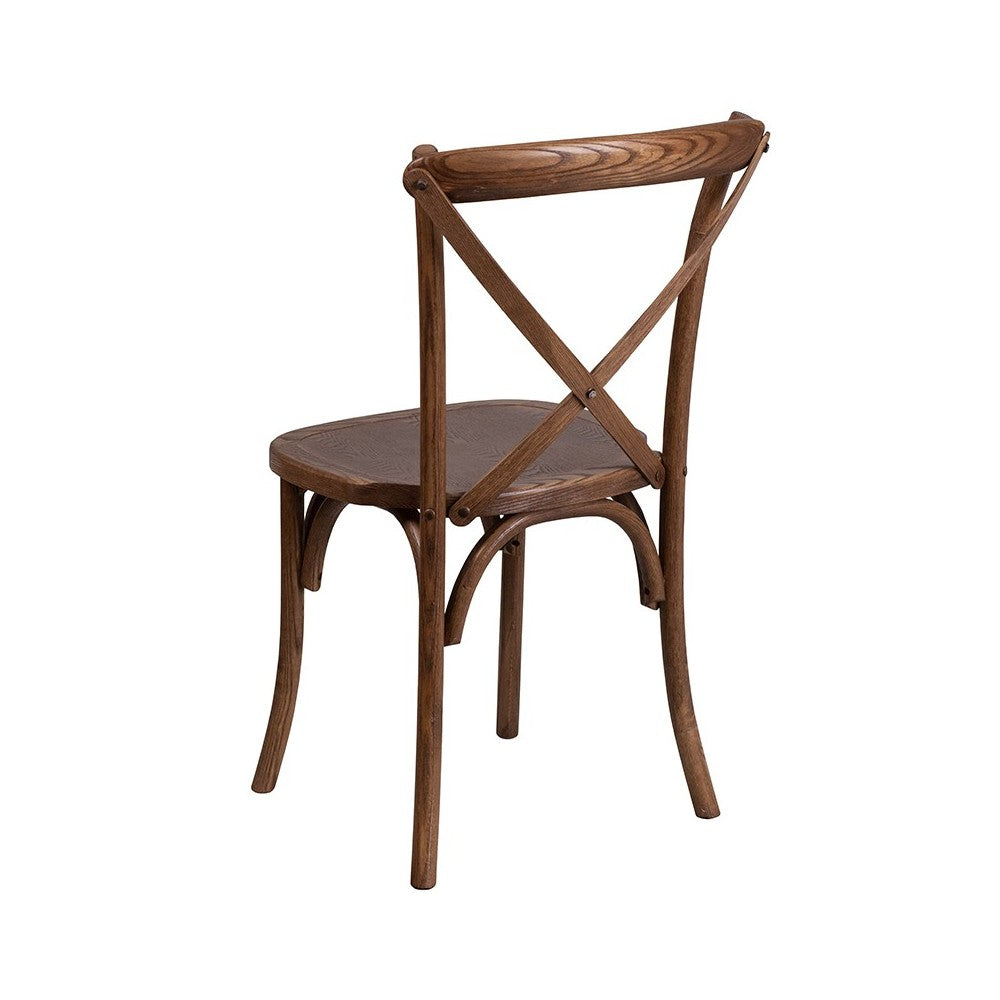 Stackable Pecan Wood Cross Back Chair