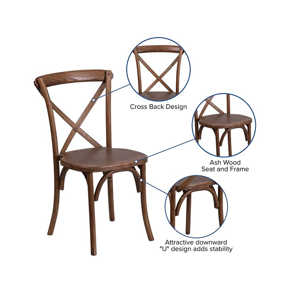 Stackable Pecan Wood Cross Back Chair