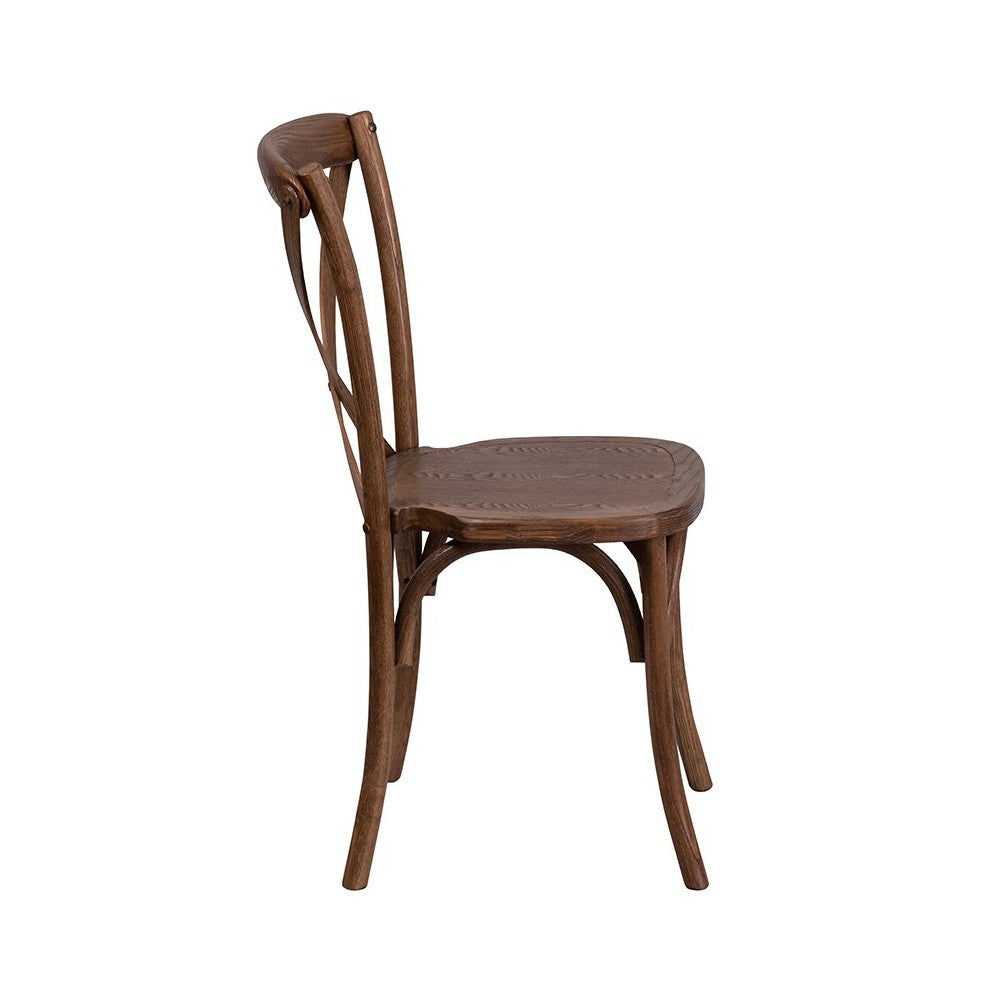 Stackable Pecan Wood Cross Back Chair