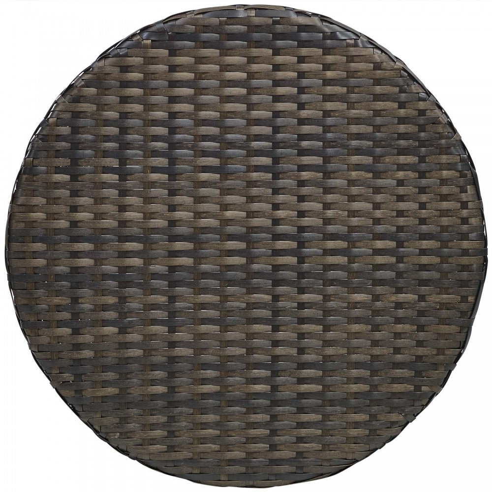 Stage Round Outdoor Patio Side Table, Brown