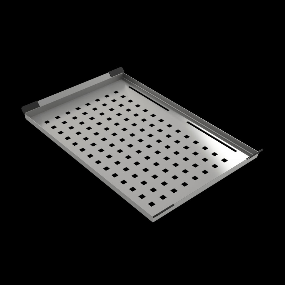 Stainless Steel Colander Tray w/ Black Silicone Handle Pads