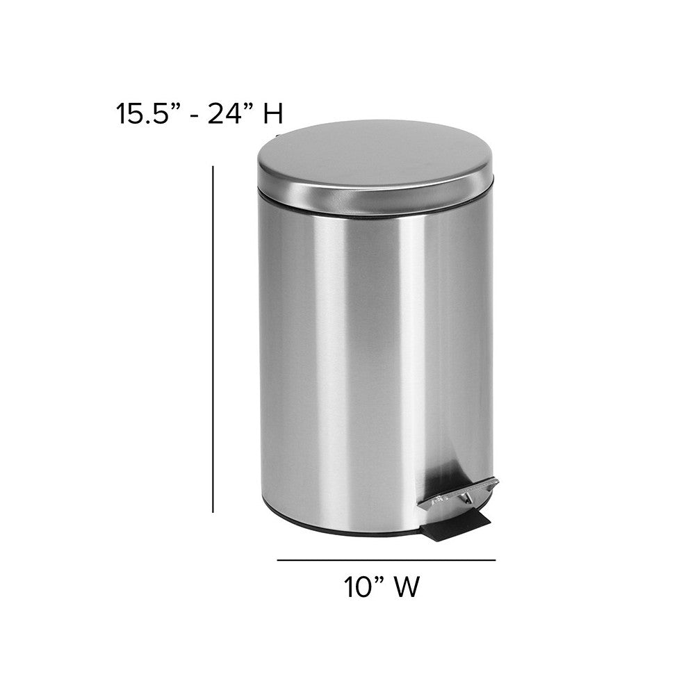 Stainless Steel Fingerprint Resistant Soft Close, Step Trash Can - 12L (3.2 Gallons)