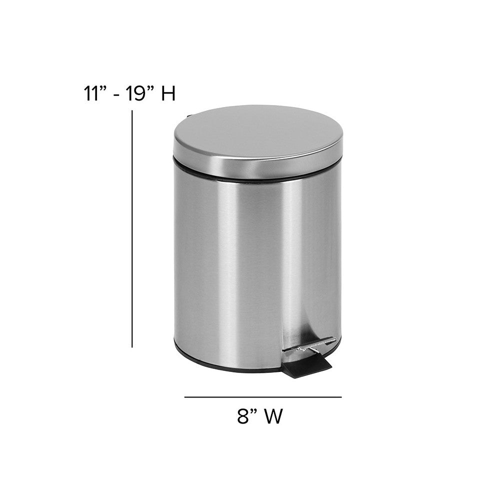 Stainless Steel Fingerprint Resistant Soft Close, Step Trash Can - 5L (1.3 Gallons)