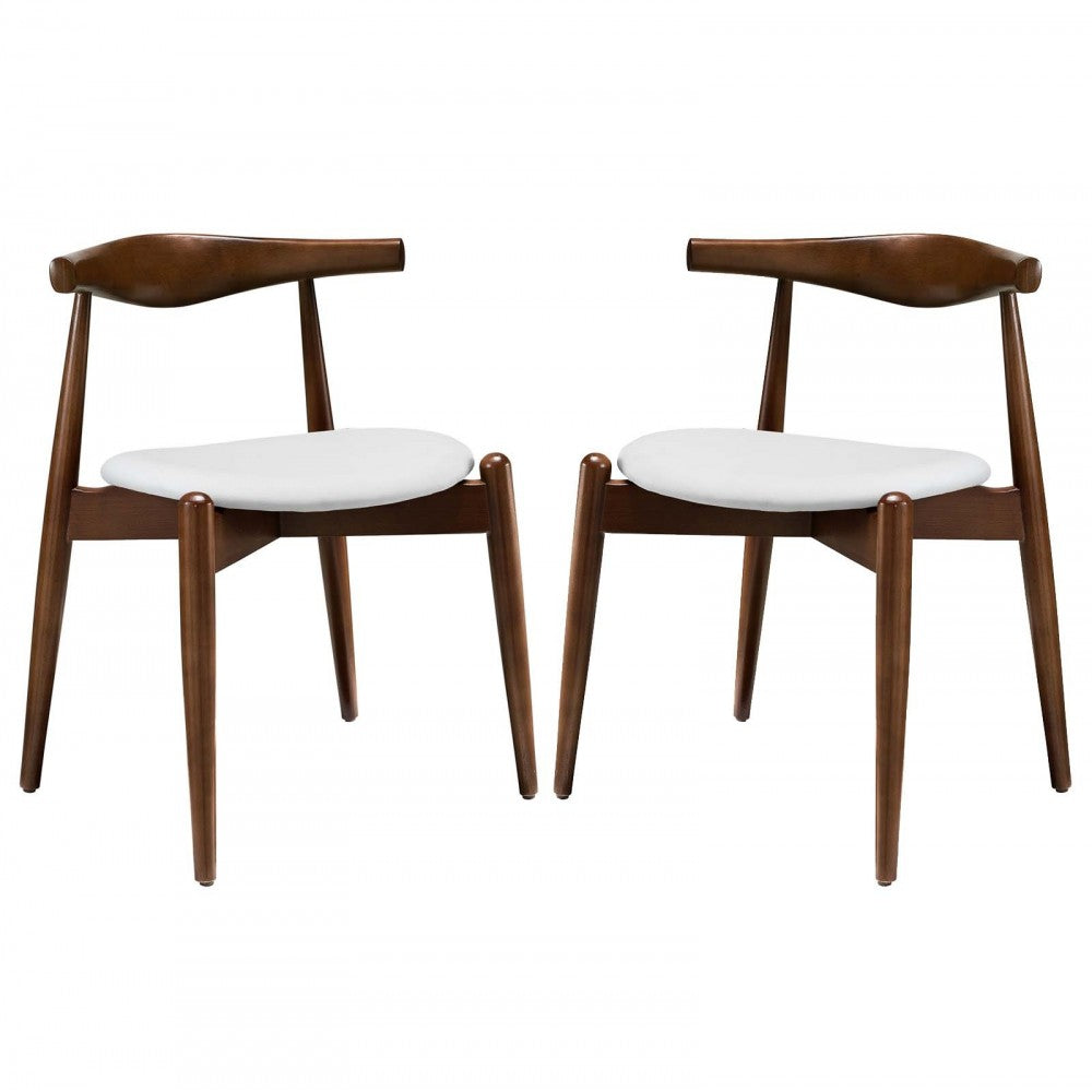 Stalwart Dining Side Chairs Set of 2, Dark Walnut White