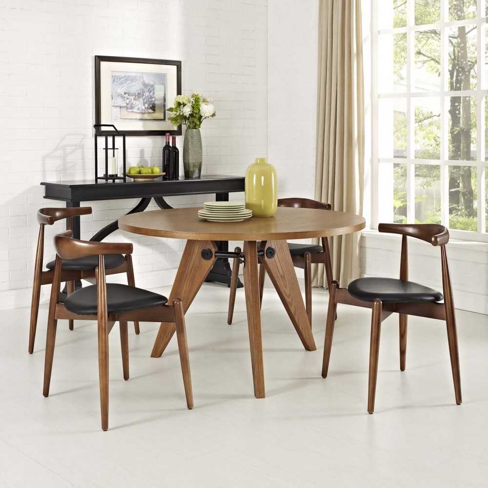 Stalwart Dining Side Chairs Set of 4, Dark Walnut Black