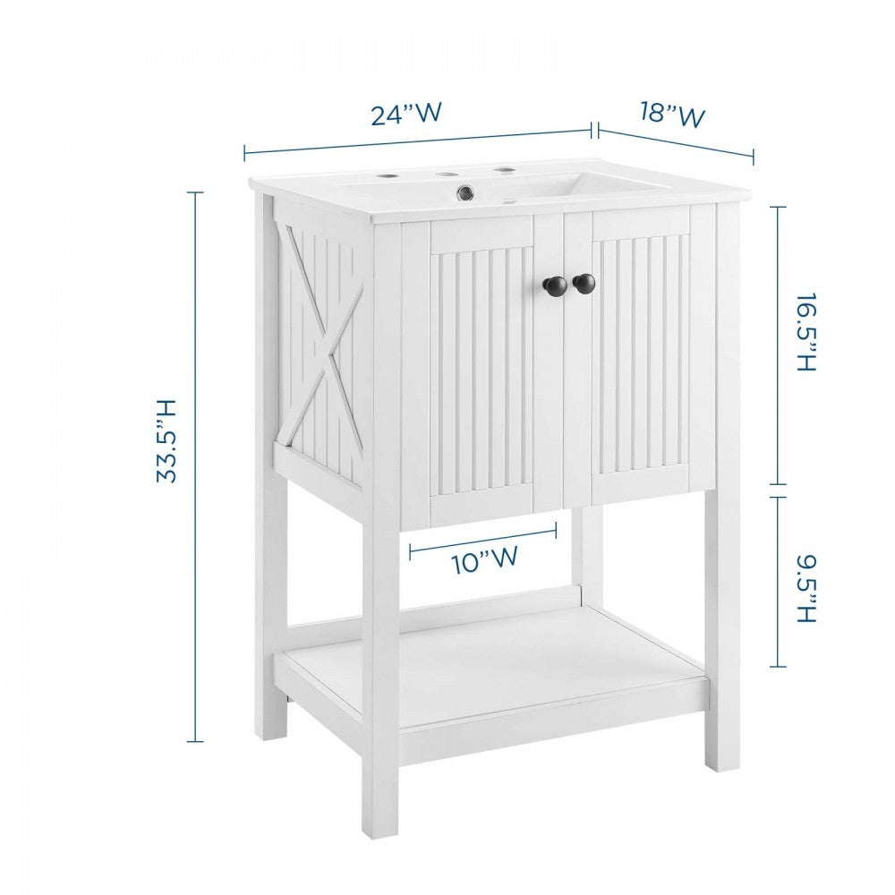 Steam 24" Bathroom Vanity, White White