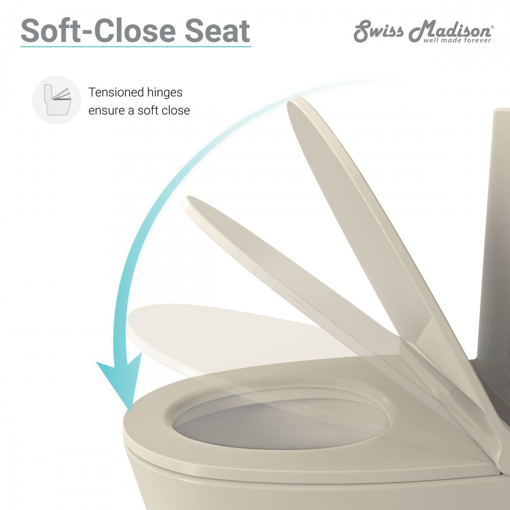 Sublime One-Piece Elongated Left Side Flush Handle Toilet in Bisque 1.28 gpf
