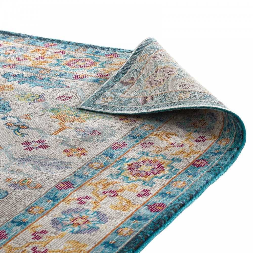 Success Anisah Distressed Floral Persian Medallion 8x10 Area Rug, Blue, Ivory, Yellow, Orange