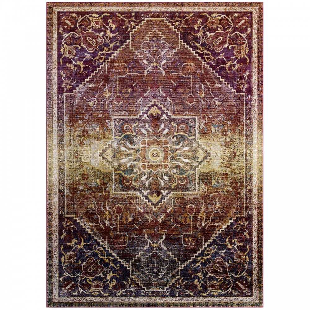 Success Kaede Transitional Distressed Vintage Floral Persian Medallion 4x6 Area Rug