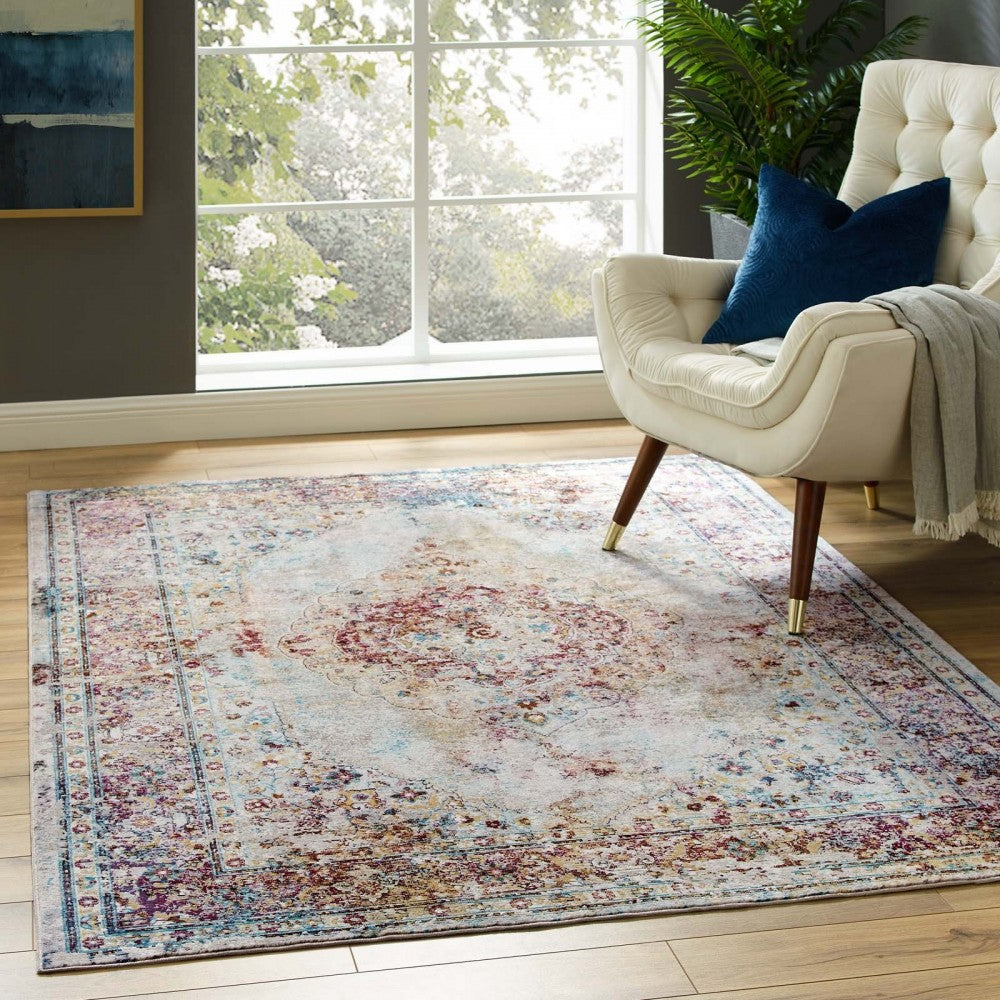 Success Merritt Transitional Distressed Floral Persian Medallion 5x8 Area Rug